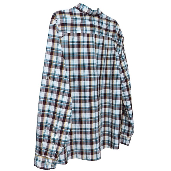 Eddie Bauer UPF 40 MR Long-Sleeve Pack It Tech Seersucker Dk Sable Size XXL - Picture 7 of 12